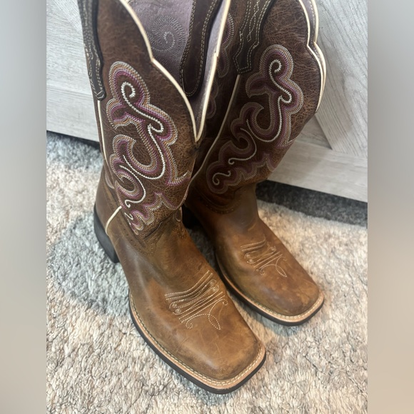 Ariat QuickDraw Brown Leather Western Boots Ladies Woman 7.5 Cowgirl Rodeo - Picture 5 of 12